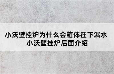 小沃壁挂炉为什么会箱体往下漏水 小沃壁挂炉后面介绍